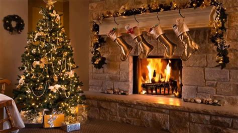 Christmas Fireplace Night Wallpapers Wallpaper Cave