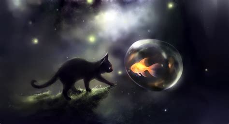 Wallpaper cat night holiday art halloween images for. Desktop Backgrounds 4U: Fantasy Cats