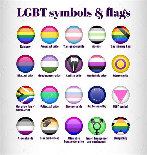 LGBT Gay Pride Flags And Symbols In Circle Icons Stock Vector
