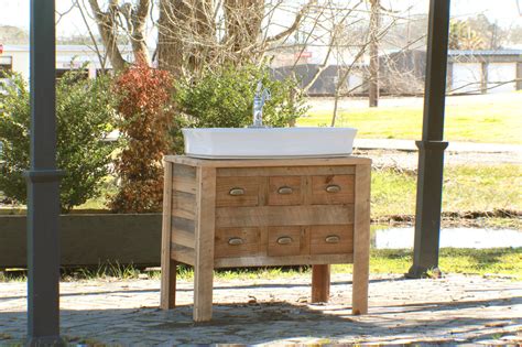 36 Reclaimed Wood Bath Vanity Cabinet Vessel Sink Apothecary Chest