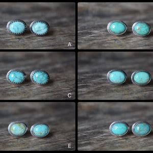 Choose Your Pair Small Turquoise Stud Earrings Silver Etsy