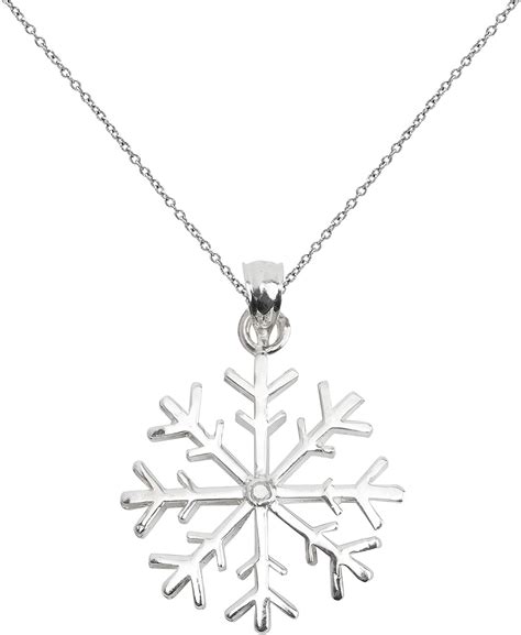 Sterling Silver Diamond Snowflake Pendant Necklace 18