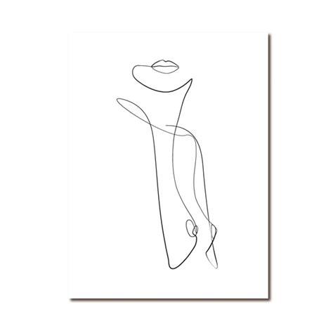 Abstract Naked Woman One Line Drawing Art Canvas Painting Prints
