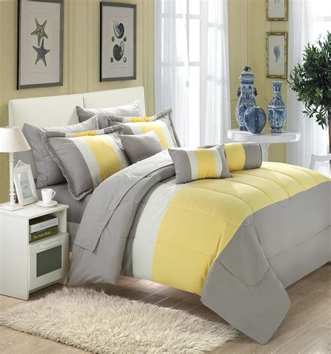 Felicity 10 Piece Comforter Set Queen Size Yellow Pillow