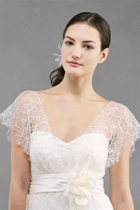 Vintage lace applique bolero wedding dress jacket 3/4 long sleeves shrug customtop rated seller. wedding dress by Jenny Yoo Spring 2013 bridal Bianca lace ...