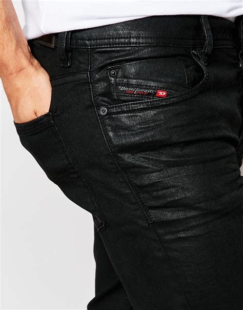 Diesel Jeans Sleenker 663q Skinny Fit Stretch Black Coated In Black For