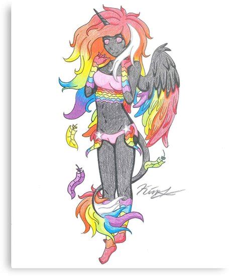 Rainbow Unicorn Girl Metal Prints By Kimmiekat97
