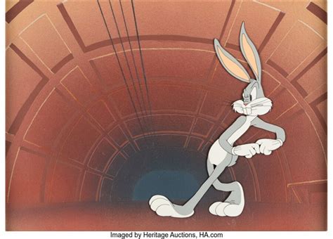 Falling Hare Bugs Bunny Production Cel With Custom Painted Background