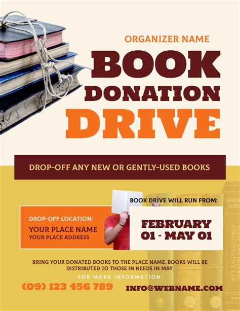 Book Donation Drive Flyer Template Postermywall