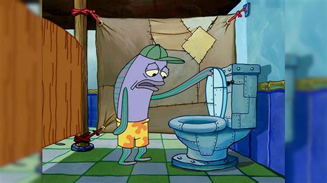 Oh Thats Real Nice Spongebob Fish Looking Into Toilet Know Your Meme