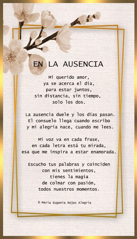 Poemas De Mau Maria Eugenia Rojas Alegria 💜 En La Ausencia 💜