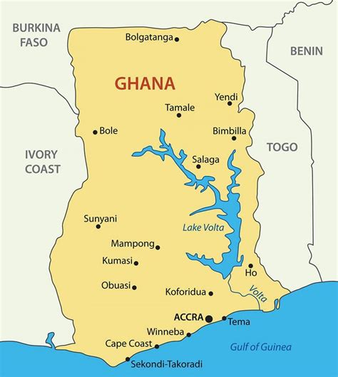 Plantilla Del Vector Del Infographics Del Mapa De Ghana Con Regiones Y