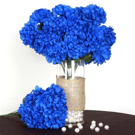 4 bush 56 pcs royal blue artificial silk chrysanthemum flowers in 2020 chrysanthemum flower