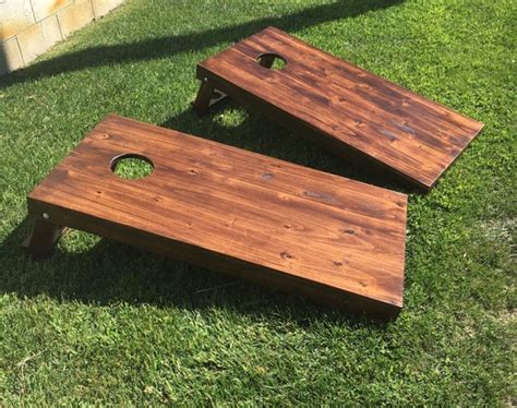 Bean Bag Toss Game Cornhole Rustic Style In Coffee Finish Etsy