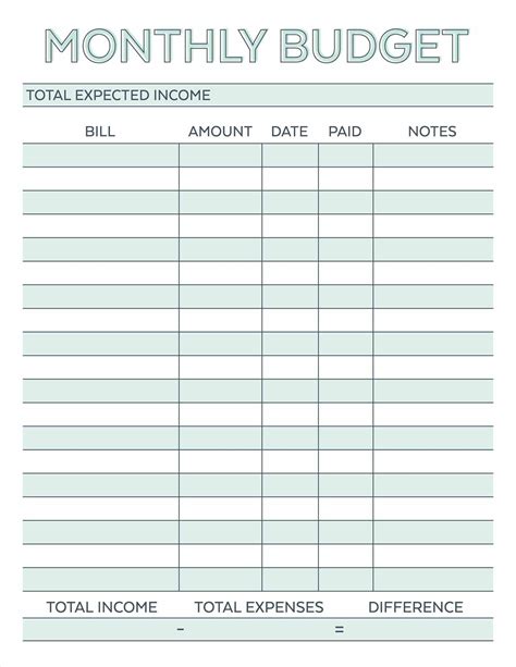 Blank Chart For Monthly Bills Calendar Template Printable