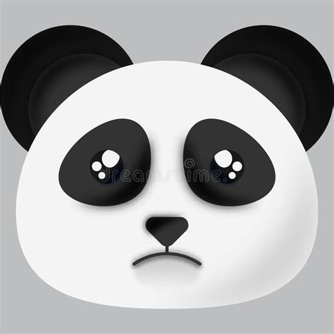 Sad Panda Animal Cartoon Face Over Grey Stock Illustration