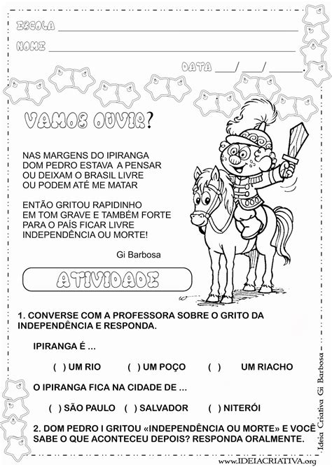 Texto Sobre A Independencia Do Brasil Com Interpretação E Gabarito