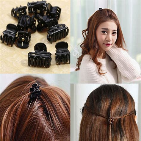 A super cute way to show them off is by twisting back part of your and it will put all your embellished claw clips to good use. 10 Mixed Small Plastic Black Hair Clips Hairpin Claws ...