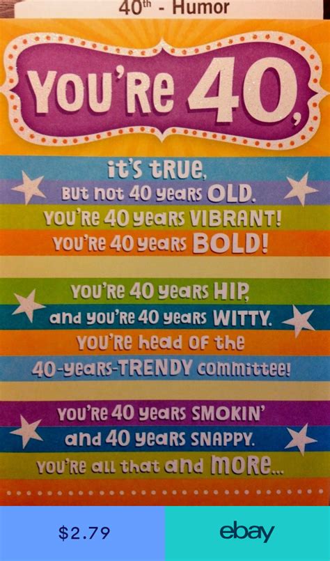 You're sharper than 30, and fitter than 50. HALLMARK 40TH BIRTHDAY CARD FUNNY for FRIEND by CHOOSE FROM 13 | Funny birthday cards, Hallmark ...