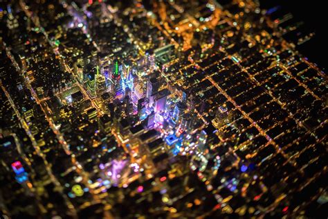 New York City Tilt Shift Times Square Usa Night City Aerial View