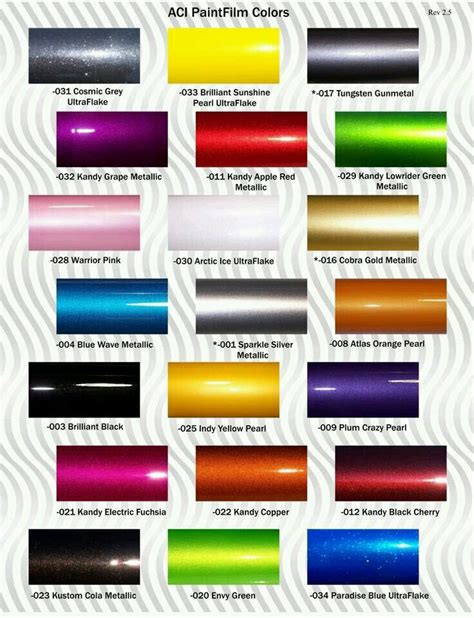 Metallic Red Car Paint Color Chart