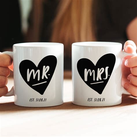 Personalised Mr And Mrs Wedding Set Of Two Mugs By Studio Yelle