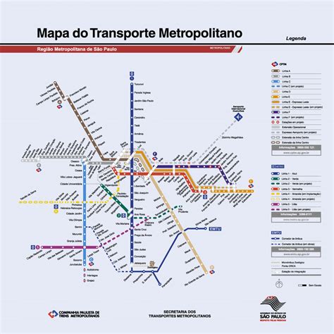 Regi O Metropolitana De S O Paulo Mapa Do Transporte Metropolitano