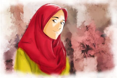 Muslimah In Red Hijab Drawing Practice By Sirimran On Deviantart