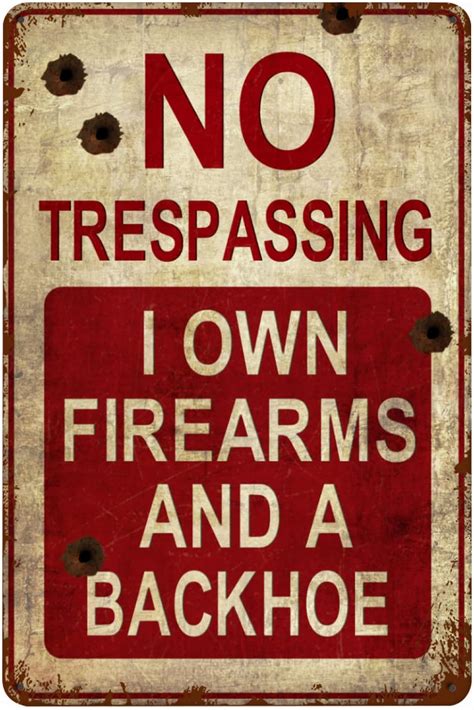 Ruoruo Vintage Metal Gun Sign No Trespassing Firearms Sign