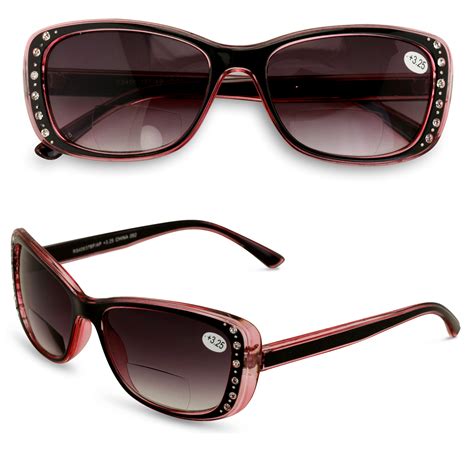 women bifocal reading sunglasses reader glasses fashion rhinestone translucent