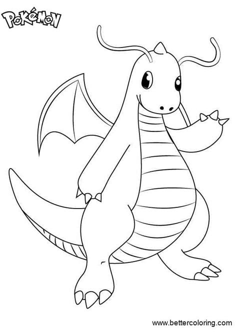 Pokemon Coloring Pages Dragonite Free Printable Coloring Pages
