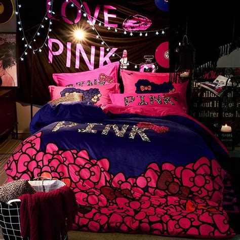Victoria's secret satin long pj set. Victoria's Secret Velvet Warm Pink Printing Bedding Set JC ...