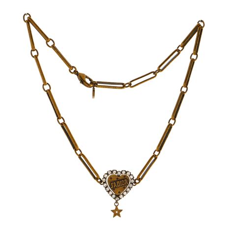 Christian Dior Jadior Heart Choker Necklace Metal With Crystals