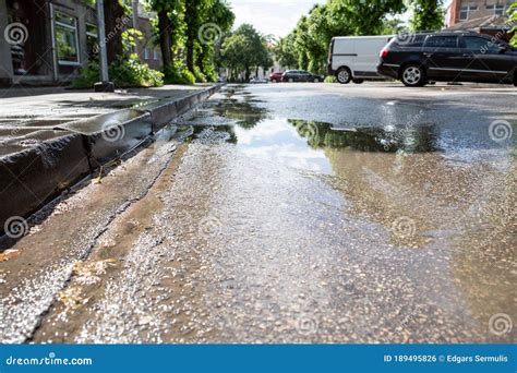 Streets After Heavy Summer Rain With Puddles Stock Photo Image Of