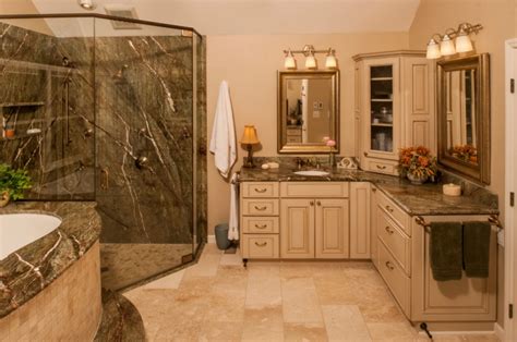 Glass doors and shelves make the cabinet feel light and airy while turning bathroom. 21+ Granite Bathroom Countertop Designs, Ideas, Plans ...