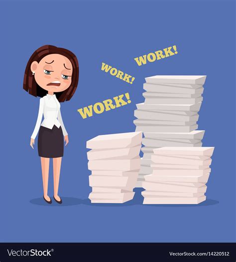 The tired cartoon characters running through doors in a hallway? Tired unhappy office worker woman character Vector Image