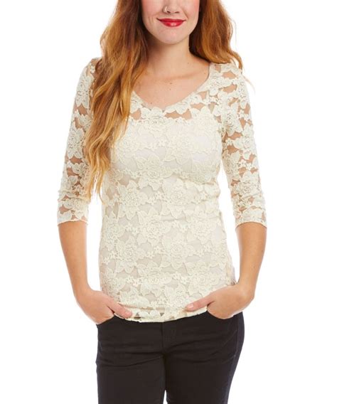 Home Page Zulily Three Quarter Sleeve Tops Women Lace