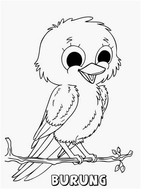 Gambar Gambar Mewarnai Anak Binatang Lucu Cemerlang Burung Kartun