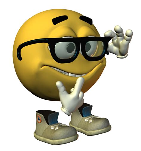 A Yellow Emoticon Wearing Glasses And Giving The Finger Up With Both