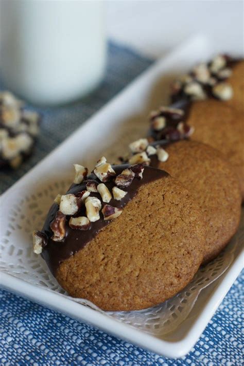 Hazelnut Butter Cookies Dipped In Chocolate Recipe Sweets Recipes