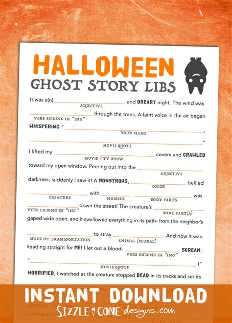 Printable Mad Libs Halloween Story For Kids Tweens Te