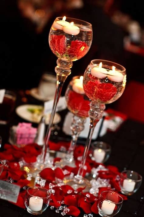 Red And White Wedding Decorations, Red Wedding Centerpieces, Red And