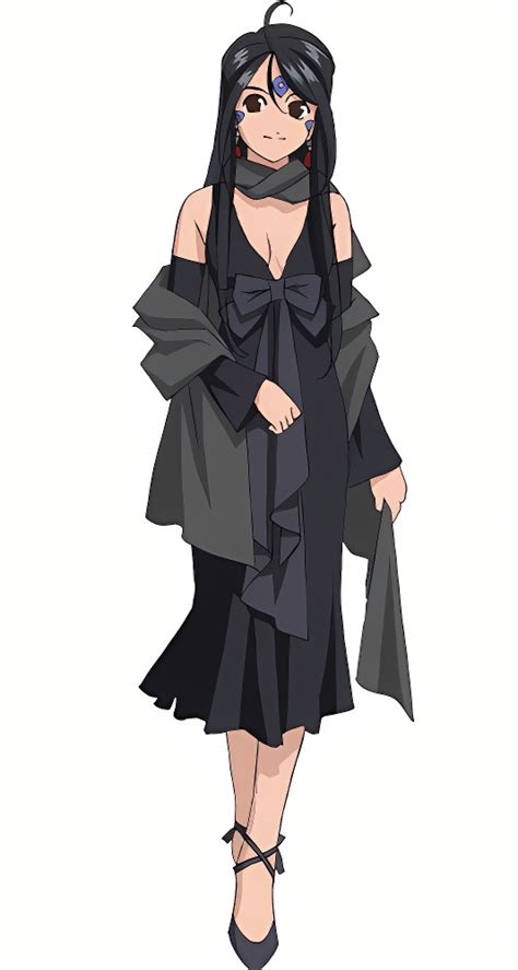 Safebooru Aa Megami Sama Age Progression Aged Up Ahoge Bangs Bare Shoulders Black Dress Black