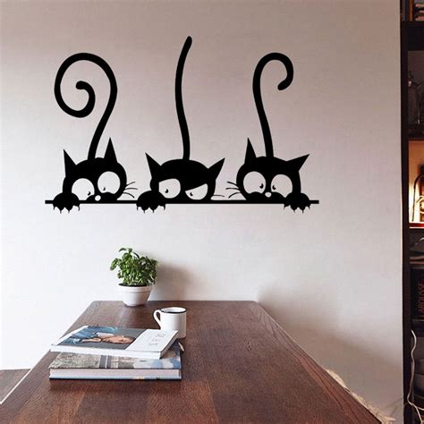 Diy Three Cats Wall Stickers Removable Living Room Mural Art Vinyl De