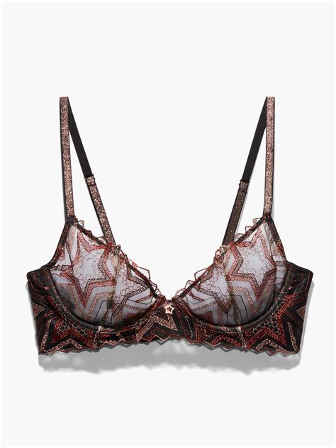 Shining Star Embroidered Unlined Demi Bra In Brown Multi Red Savage X Fenty Germany