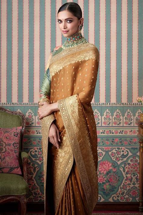 Deepika Padukones Ochre Yellow Benarasi Silk Sabyasachi Sari Came With