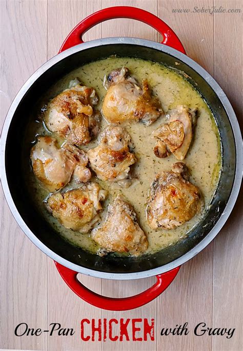 Mix water and lemon juice together and pour over chicken in baking dish. One-Pan Chicken with Gravy Recipe