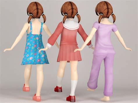 Keiko Anime Girl Pose 2 3d Model Cgtrader