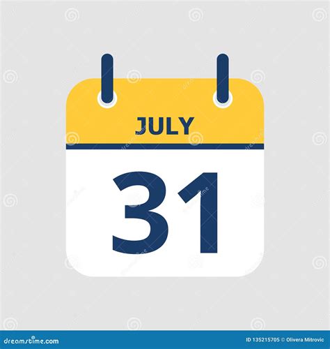Calendar 31st Of July Stock Vector Illustration Of Lifestyle 135215705
