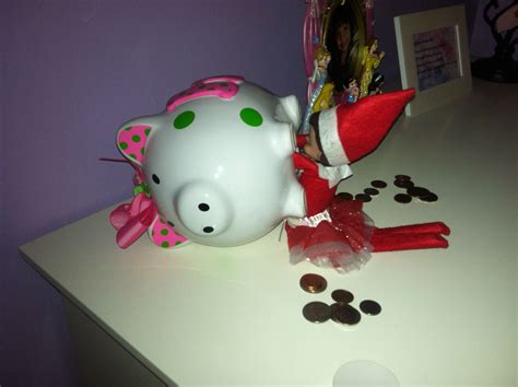 Vintage gnome elf dime money piggy bank. Sparkles the elf getting into Hailey's piggy bank | Elf ...
